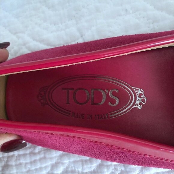 Tods Gommino Pink Magenta Suede Patent Driving Loafers 5.5 - Picture 7 of 11